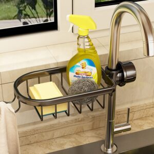 antque faucet sponge holder kitchen sink, adjustable detachable faucet rack, stainless steel faucet rack for kitchen sink, sink sponge holder for soap, shampoo, shower caddy shelf