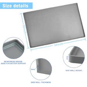 SEVCHY Under Sink Mat 34''x22'', Silicone Under Sink Cabinet Protector Mat, Silicone Waterproof Mat Multi-functional for Kitchen, Bathroom and Laundry Room, Easy to Install Flexible Mat (Grey)