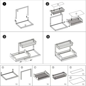 Under Sink Organziers and Storage, Pull Out Drawers Under Cabinet Storage Around Plumbing, for Under Kitchen Bathroom Sink Organizers and Storage（White