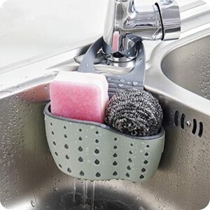 Ahn'Qiraj 2Pcs Sink Hanging Sponge Holder Kitchen Caddy Sponge Drain Holder for Sink Hanging Ajustable Strap Silicone Sponge Caddy Drain Holes For Kitchen Organizer Sink Accessories (Blue/Pink)