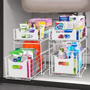 pigtab under sink organizers and storage - efficient bathroom organization and kitchen organizer with anti-drop design (2-pack, white)…