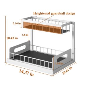 Under Sink Organizers and Storage Pull Out Cabinet Organizer and Storage Metal 2 Tier Under Sink Drawer Organizer Bottom Drawer Slide Out Under Sink Storage Shelf For Kitchen Bathroom, White