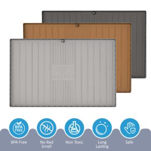 Welvet Under Sink Mat for Kitchen Waterproof 34”X22” Strong Under Sink Drip Tray, Holds Up To 3.3 Gallons water, Thick Cabinet Protector Liner for Kitchen & Bathroom, with Soap Dish & Sponge Brush