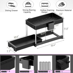 WAYLHECT Under Sink Organizer,2 Tier Under Bathroom Sink Organizers and Storage for Kitchen, Bathroom Black