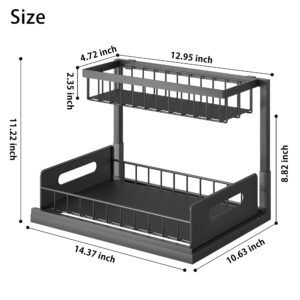 Under Sink Organizers and Storage, Multi-purpose 2-Tier Sliding Cabinet Basket Organizer Drawers, Kitchen Under Bathroom Storage Rack