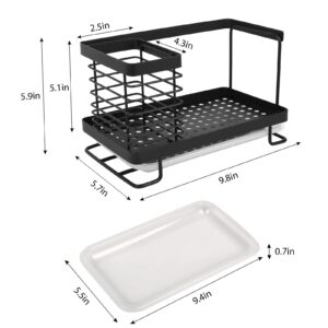 MOLINGRITAR Kitchen Sink Caddy Organizer with Sponge Holder, Stainless Steel Sink Caddy for Organizing Sponge Dishcloth Soap Brush, Kitchen Sink Organizer Rack with Removable Drip Tray