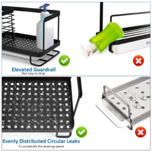 MOLINGRITAR Kitchen Sink Caddy Organizer with Sponge Holder, Stainless Steel Sink Caddy for Organizing Sponge Dishcloth Soap Brush, Kitchen Sink Organizer Rack with Removable Drip Tray