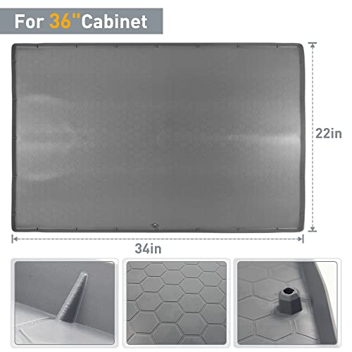 Meltset Under Sink Mats for Kitchen Waterproof 34" x 22" Silicone Under Sink Liner with Drain Hole Flexible Sink Tray for Kitchen Bathroom Laundry Room, Hold up to 3 Gallons Liquid (Gray)