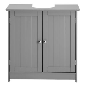 VINGLI Under Sink Bathroom Cabinet Pedestal Sink Free Standing Storage Cabinet Organizer with with 2 Doors Adjustable Shelf Modern Grey Small Bath Sink Cabinet Space Saver 23.6" x 11.8"x 23.6"