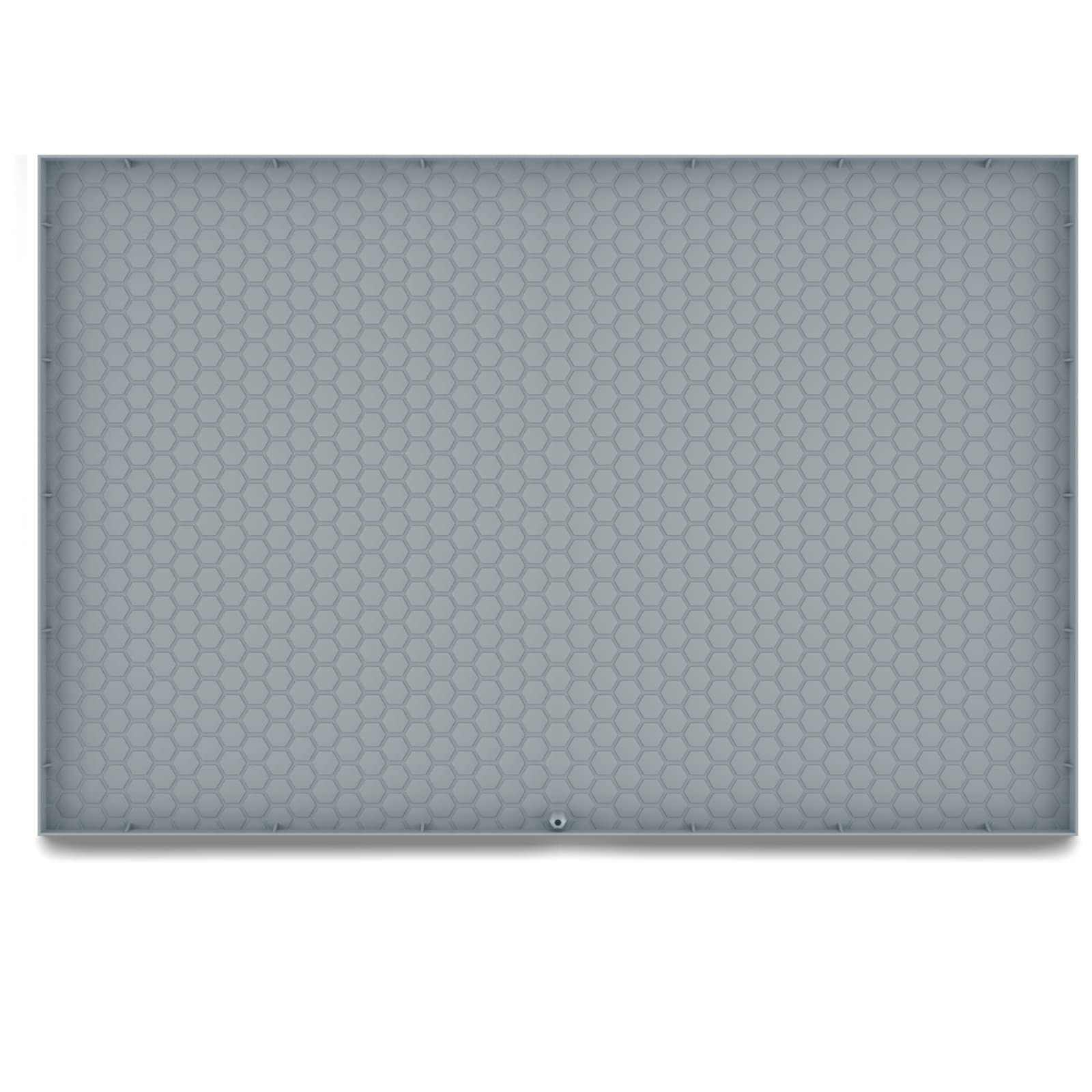 Under Sink Mat Waterproof, Under Sink Liner with Drain Hole, Kitchen Bathroom Silicone Cabinet Liner Hold up to 3.3 Gallons Liquid (Grey), Gray, 34 inches * 22 inches * 1 inches