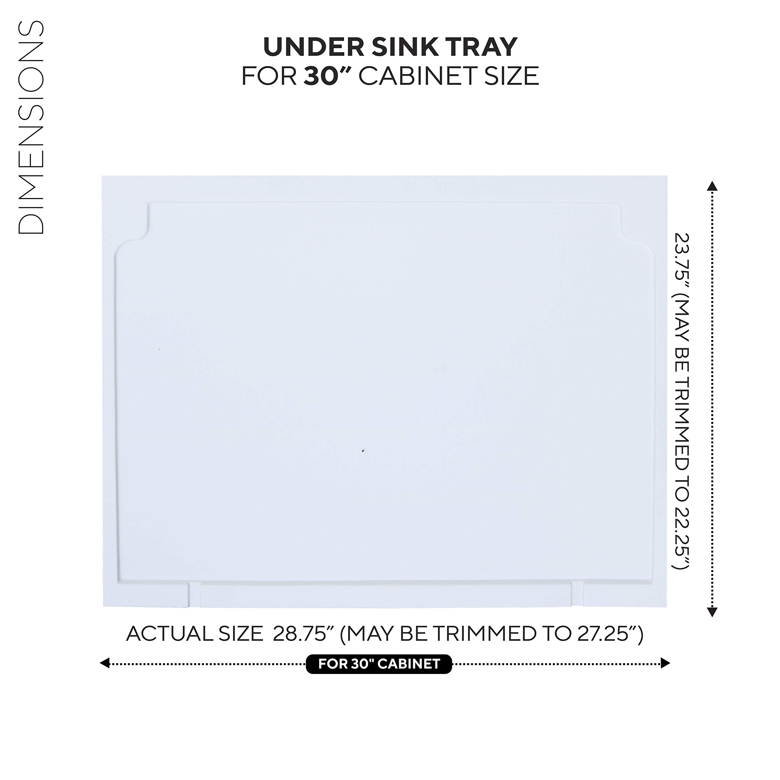 Vance Trimmable Under Sink Tray for 30 in. Base Cabinet | Protects Cabinets from Leaks and Spills | Adjustable Spill Guard for Kitchen and Bathroom Sinks