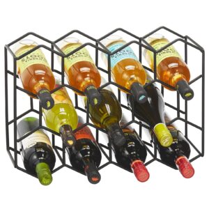 mDesign Metal Hexagon 3-Tier Wine Rack - Minimalist Bottle Holder for Kitchen Countertop, Pantry, or Refrigerator Space - Wine, Beer, Pop/Soda, Water Bottles, and Juice, Holds 11 Bottles - Matte Black