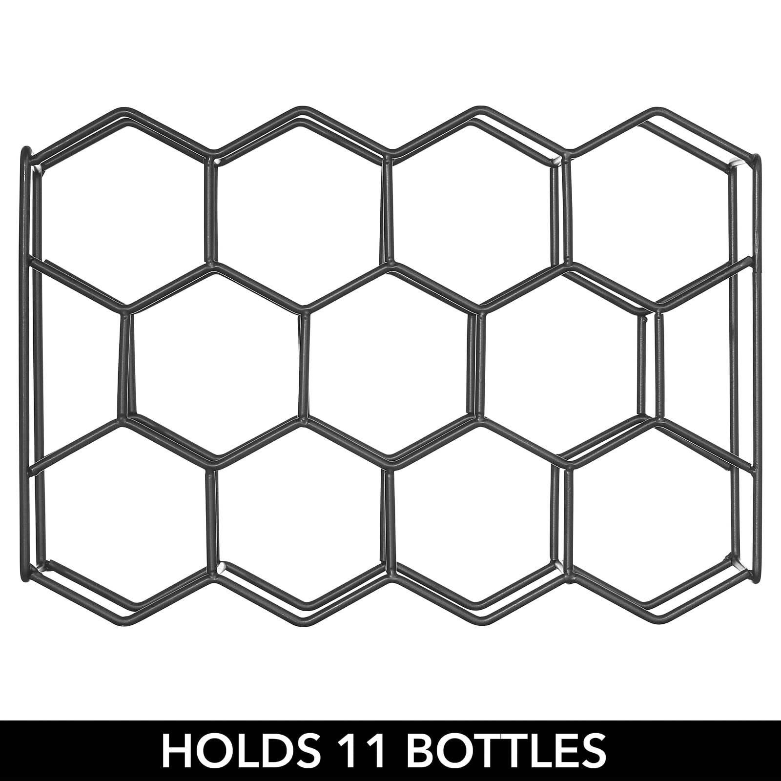 mDesign Metal Hexagon 3-Tier Wine Rack - Minimalist Bottle Holder for Kitchen Countertop, Pantry, or Refrigerator Space - Wine, Beer, Pop/Soda, Water Bottles, and Juice, Holds 11 Bottles - Matte Black