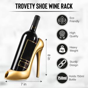 Trovety Shoe Wine Rack Holder - Bottle Keeper with High-Heel Design - Display & Storage Accessories - Table Centerpiece & Home Decorations for Kitchen, Restaurant, Bar, Hotel (Champagne)