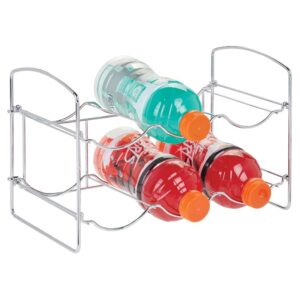 mDesign Metal Free-Standing Water Sports Bottle and Wine Rack Holder Stand for Storage Organizing in Kitchen Cabinet Countertops, Pantry - Collapsible - 2 Tiers, Holds 6 Bottles - Bronze