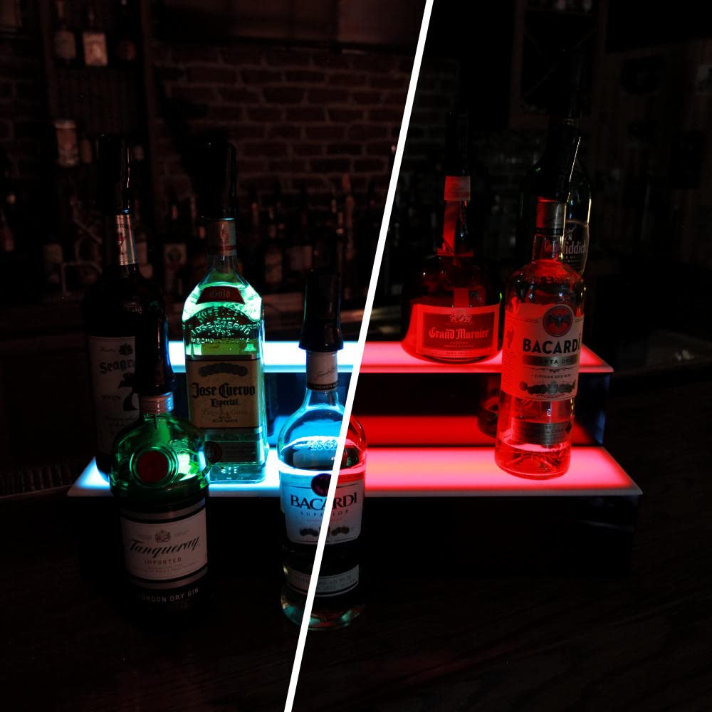 BARCONIC® LED Liquor Bottle Display Shelf - 2 Tier (Step) - 24"