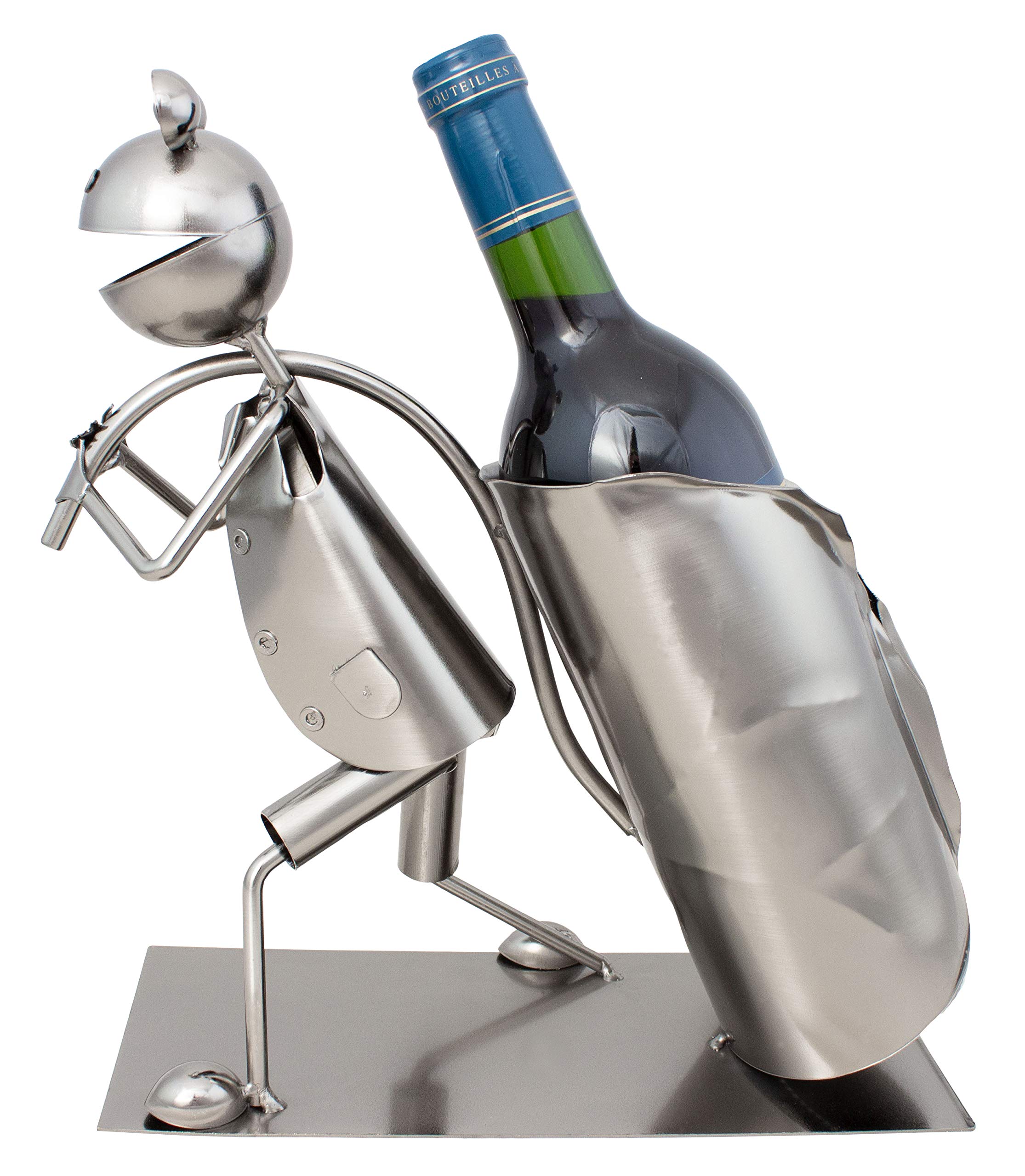 BRUBAKER Wine Bottle Holder 'Frog' - Table Top Metal Sculpture - with Greeting Card