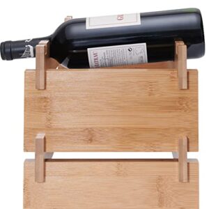 Modular Stackable Bamboo Wooden Wine Rack; Easy to Assemble & Add Levels; Bottles Rest Slanting Downwards to Keep Corks Moist; for Kitchen, Pantry, Cellar Storage (24 Bottle Capacity, 6 x 4 Rows)