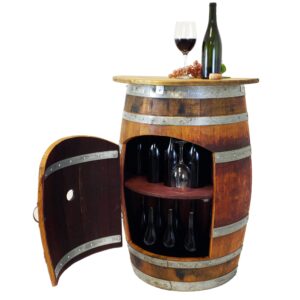 Central Coast Creations Wine Barrel Wine Rack Bar Wine Barrel Furniture (Wine Barrel Stave Top)