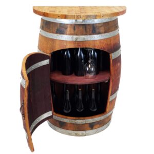 Central Coast Creations Wine Barrel Wine Rack Bar Wine Barrel Furniture (Wine Barrel Stave Top)