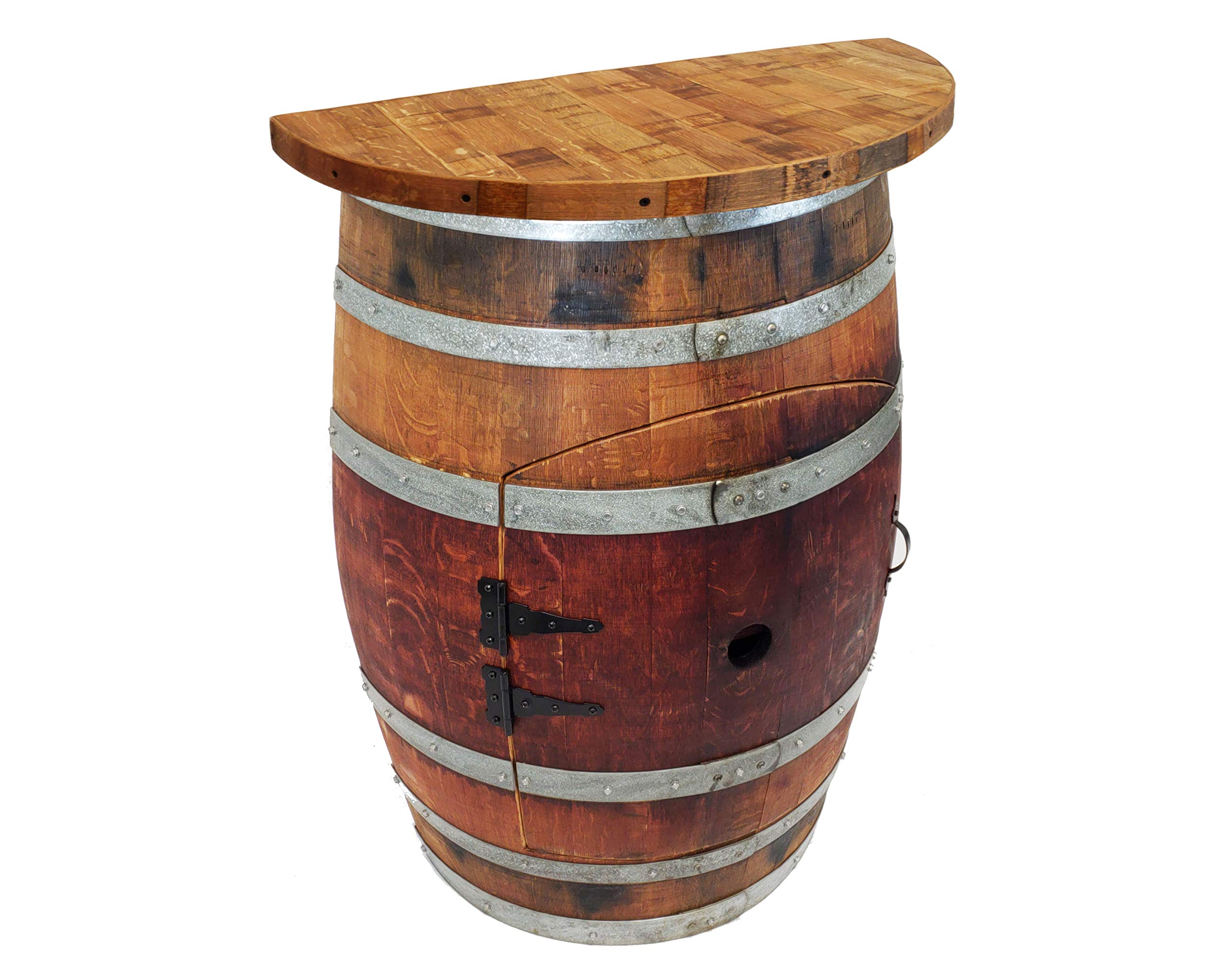 Central Coast Creations Wine Barrel Wine Rack Bar Wine Barrel Furniture (Wine Barrel Stave Top)