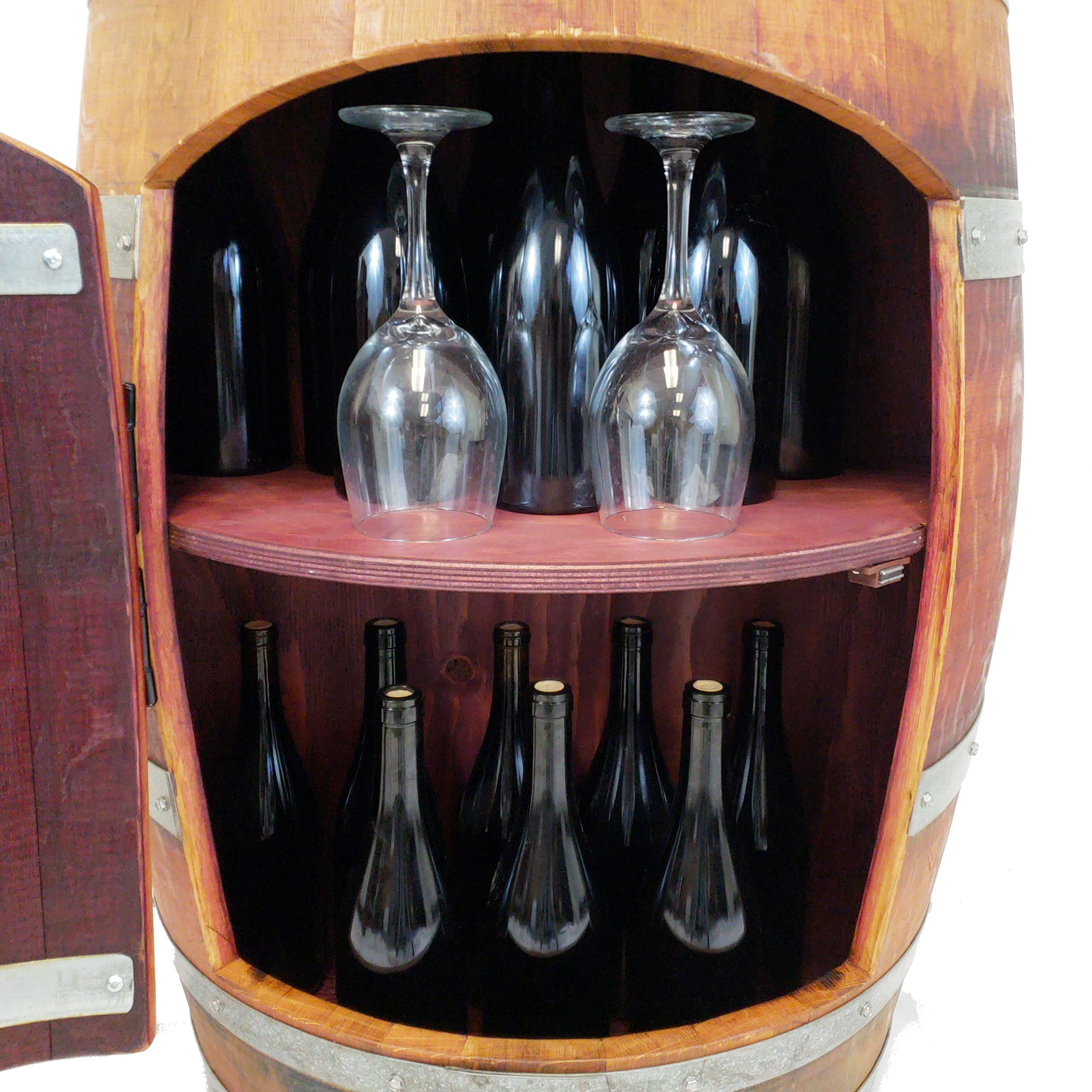 Central Coast Creations Wine Barrel Wine Rack Bar Wine Barrel Furniture (Wine Barrel Stave Top)