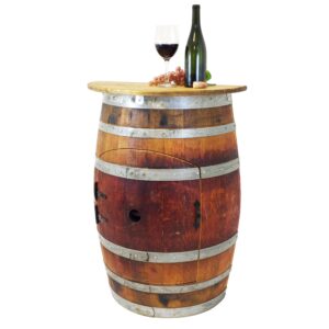 Central Coast Creations Wine Barrel Wine Rack Bar Wine Barrel Furniture (Wine Barrel Stave Top)