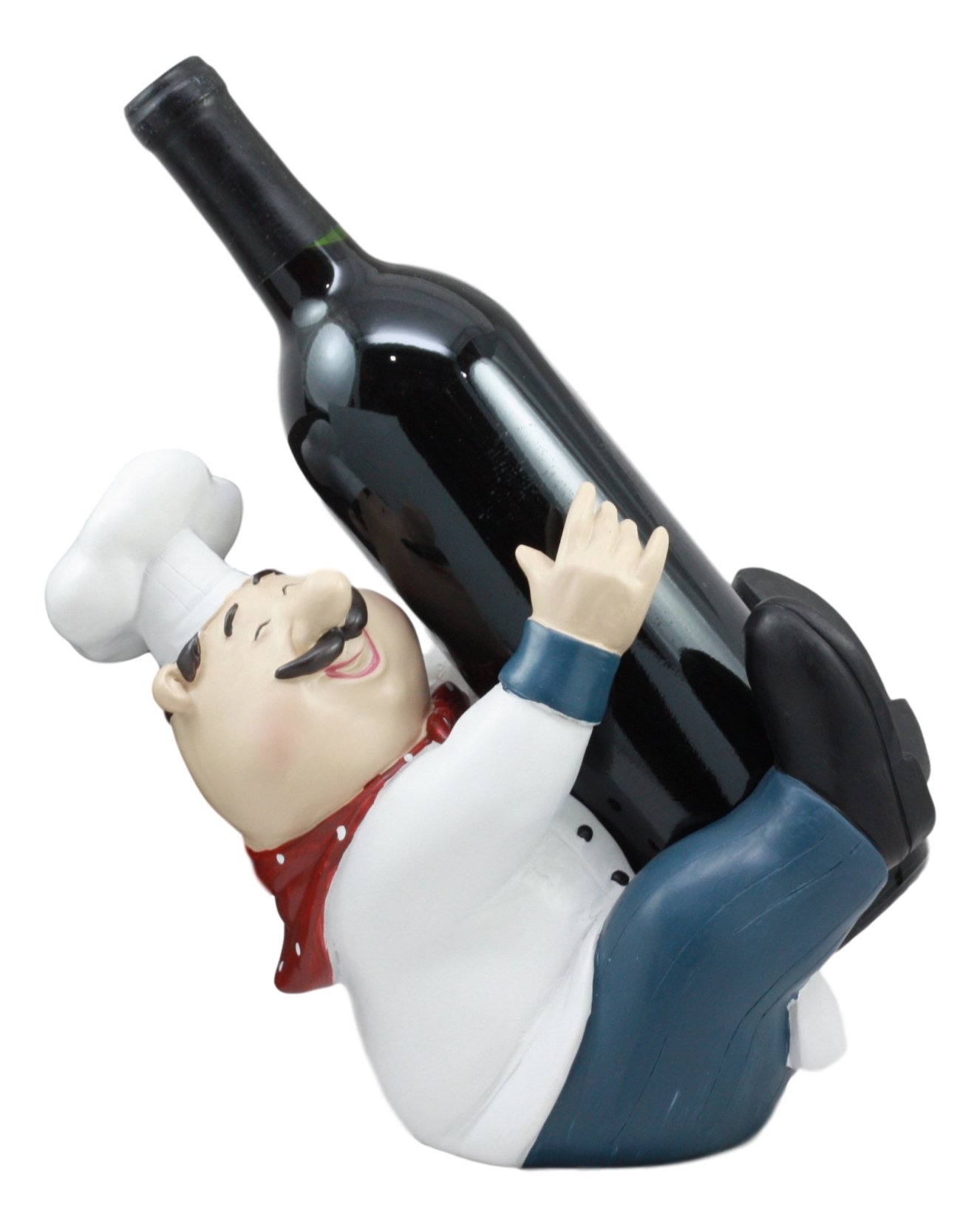 Ebros For The Love Of Wine Fat Chef Marco Hugging Wine Bottle Holder Figurine Kitchen Countertop Wine Cellar Hosting Table Decor Piece