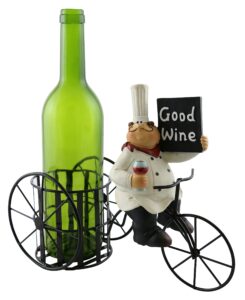kitchen decorative chef with wine glass and good wine sign on bicycle metal wine bottle holder with polyresin figure