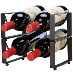 sleeri Wine Rack Countertop, Cabinet Wine Holder Storage Stand, 1 Tier Stackable Wine Rack, Hold 2 Bottles - Wine Rack Storage Organizer Holder for Wine, Beer, Pop/Soda, Water, Stackable/ 1 Pcs