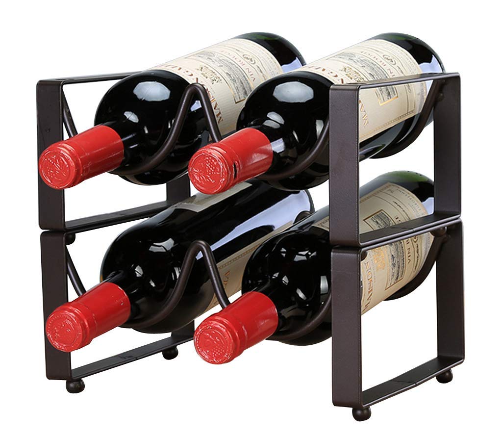 sleeri Wine Rack Countertop, Cabinet Wine Holder Storage Stand, 1 Tier Stackable Wine Rack, Hold 2 Bottles - Wine Rack Storage Organizer Holder for Wine, Beer, Pop/Soda, Water, Stackable/ 1 Pcs