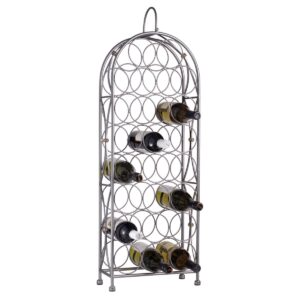 oenophilia bordeaux chateau freestanding floor wine rack- 23 bottle standing metal storage, rustic, farmhouse decor, industrial