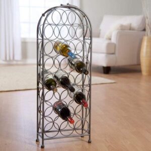 Oenophilia Bordeaux Chateau Freestanding Floor Wine Rack- 23 Bottle Standing Metal Storage, Rustic, Farmhouse Decor, Industrial