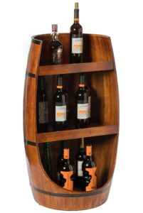 vintiquewise rustic wooden wine barrel display shelf storage stand
