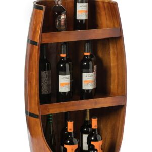 Vintiquewise Rustic Wooden Wine Barrel Display Shelf Storage Stand