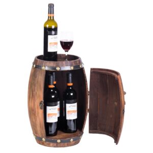 wooden barrel shaped vintage decorative wine storage rack