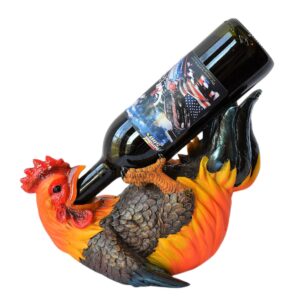 Drinking Rooster Wine Bottle Holder French Country Farm Style Kitchen Decor for Gamecock Fans Wine Rack