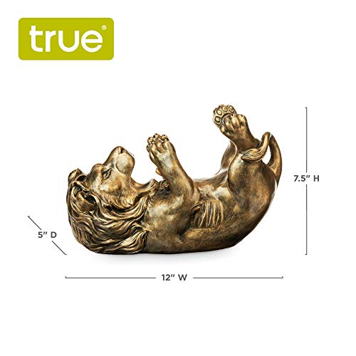 True Lion Polyresin Wine Bottle Holder Set of 1, Antiqued Bronze, Holds 1 Standard Wine Bottle