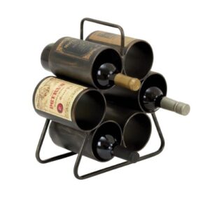 deco 79 metal 6 bottle wine rack, 12" x 6" x 14", black