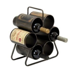 Deco 79 Metal 6 Bottle Wine Rack, 12" x 6" x 14", Black