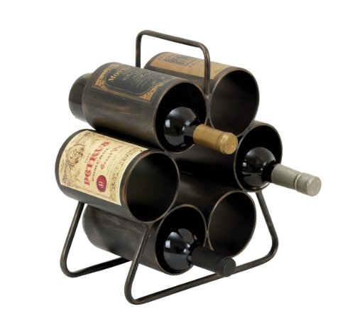 Deco 79 Metal 6 Bottle Wine Rack, 12" x 6" x 14", Black