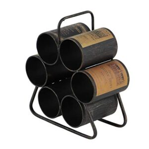 Deco 79 Metal 6 Bottle Wine Rack, 12" x 6" x 14", Black