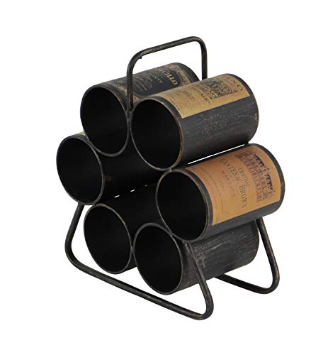 Deco 79 Metal 6 Bottle Wine Rack, 12" x 6" x 14", Black