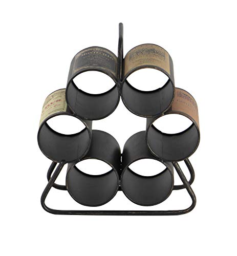 Deco 79 Metal 6 Bottle Wine Rack, 12" x 6" x 14", Black