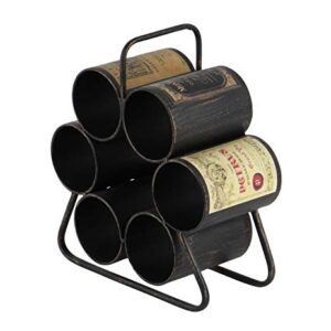 Deco 79 Metal 6 Bottle Wine Rack, 12" x 6" x 14", Black