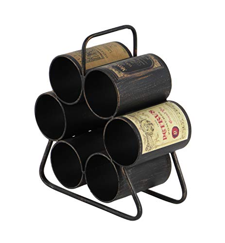 Deco 79 Metal 6 Bottle Wine Rack, 12" x 6" x 14", Black