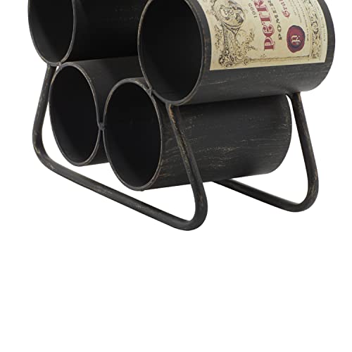 Deco 79 Metal 6 Bottle Wine Rack, 12" x 6" x 14", Black