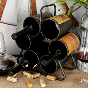 Deco 79 Metal 6 Bottle Wine Rack, 12" x 6" x 14", Black