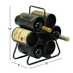 Deco 79 Metal 6 Bottle Wine Rack, 12" x 6" x 14", Black