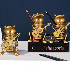 Red Spider Creative Golden Animal Band Band Iron Decoration Simple Modern Hotel Decorations Home Desktop Decoration Coffee Table Decor Metal Pen Holder (French Horn Player)(Guitar Player)